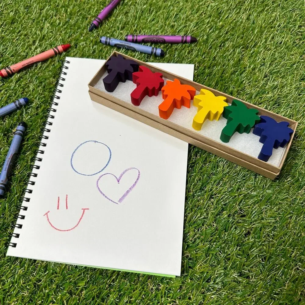 2/$30 Palm Tree Crayons (6), Kids Boys Girls, Tropical Hawaiian Beach B-day Gift